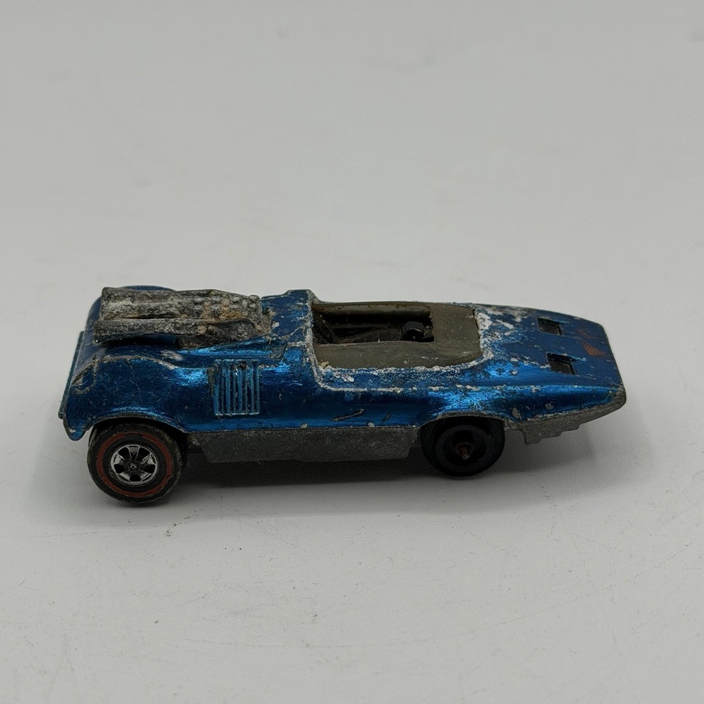 Vintage Hot Wheels Redline Peeping Bomb 1969 Blue Diecast Car MISSING WHEEL‎
